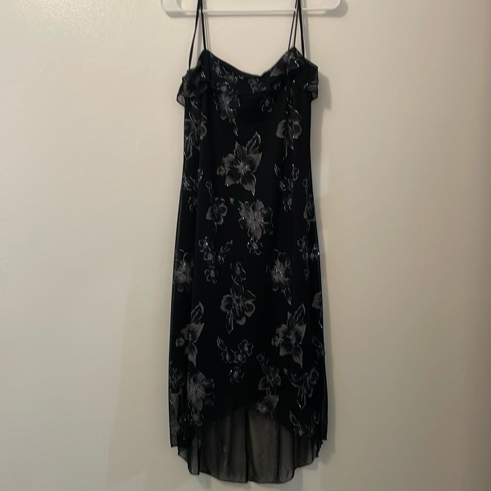 byer too! black and gray sparkly asymmetrical bust & hem prom formal large